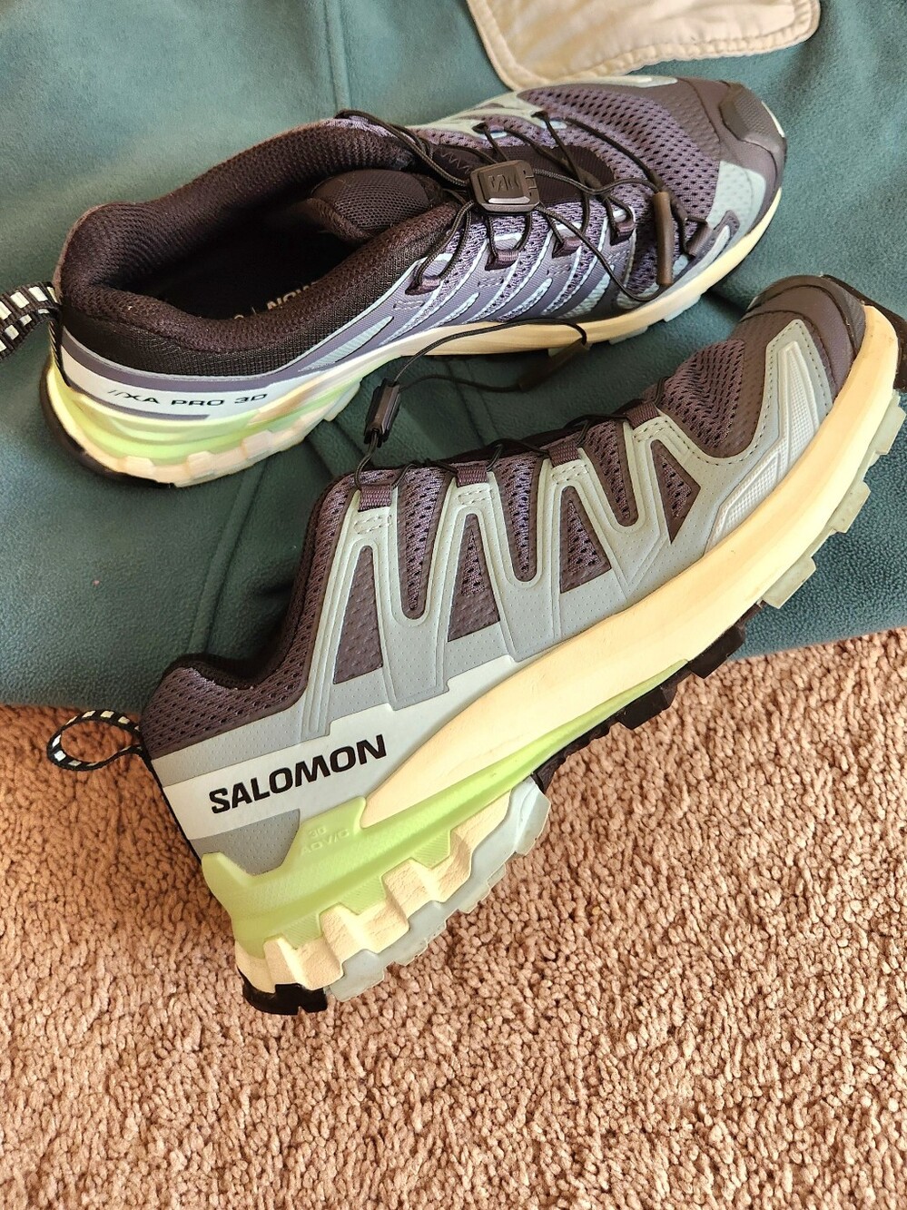 Salomon XA Pro 3D V9 Trail Shoes Women's 7 Sneaker Outdoor Gorpcore Blue Green